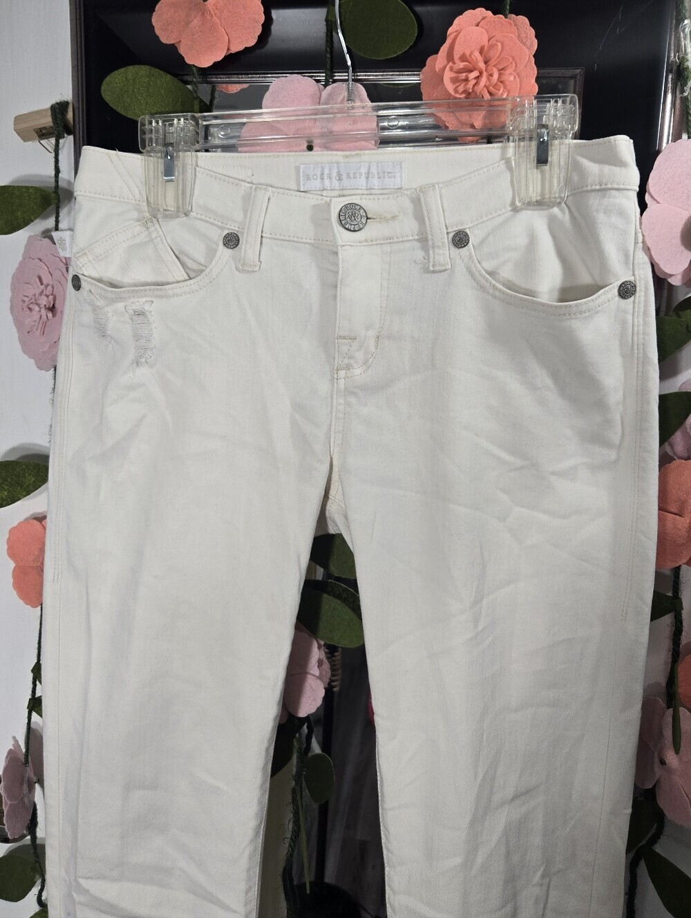 Rock And Republic Women Berlin Skinny Jeans Ivory Color Sz 8 - Picture 2 of 11